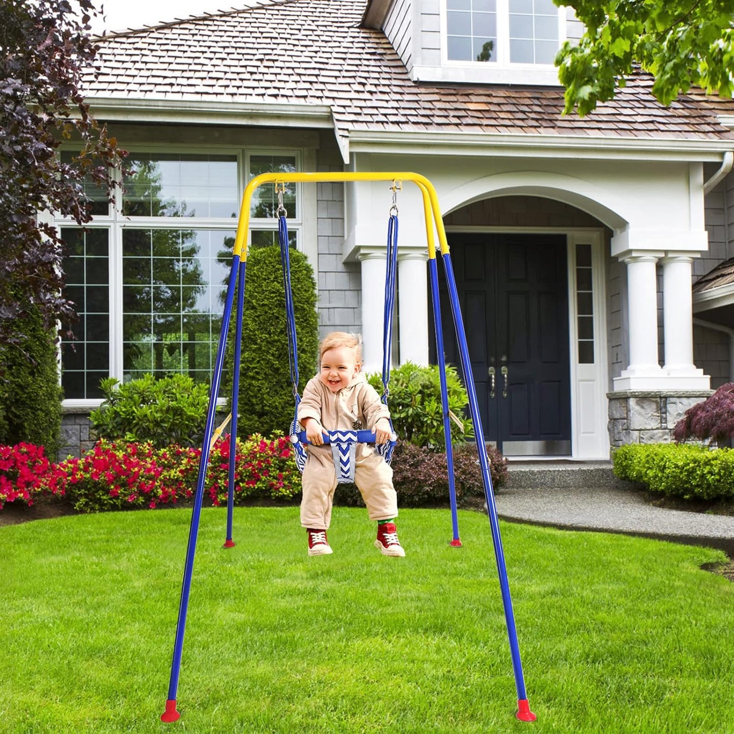 Kid Toddler Swing Seat with Stand Folding Frame