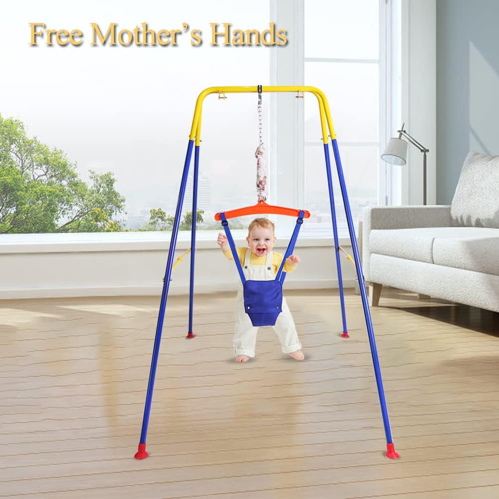 Kid Toddler Swing Seat with Stand Folding Frame
