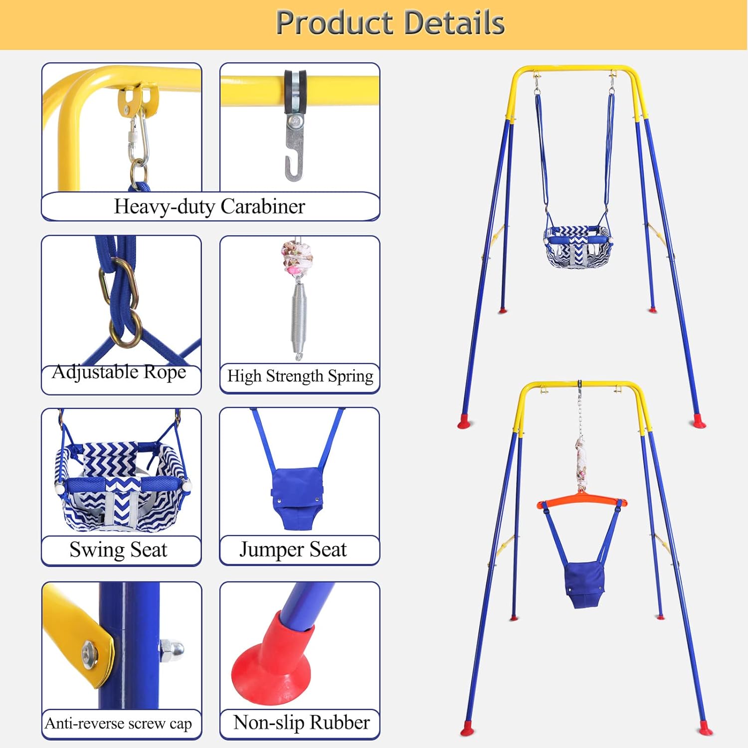 Kid Toddler Swing Seat with Stand Folding Frame