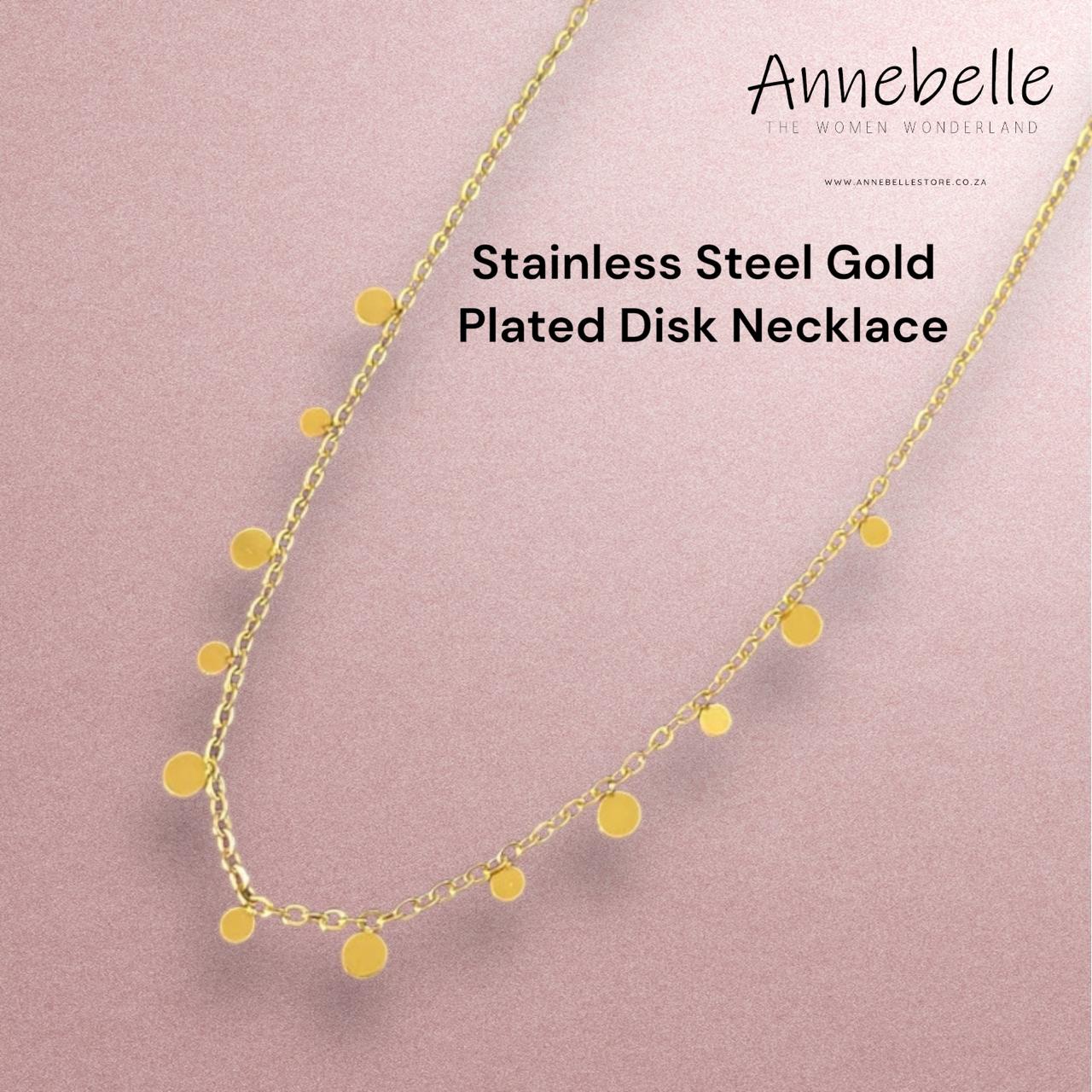 Stainless Steel Gold Disk Necklace